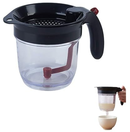 Grease Separator Cup Gravy Jug Cup Fat Separator and Strainer with Bottom Release Fat Separator Measuring Cup for Skimming Fat from sauces and soups