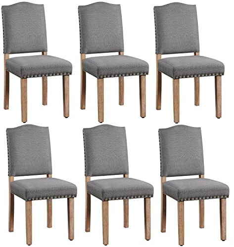 Yaheetech 6er Set Esszimmerstühle Stühle gepolstert, Modern Küchenstuhl bequemer Polsterstuhl, belastbar bis 136 kg, fürs Esszimmer/Küche/Wohnzimmer, dunkelgrau
