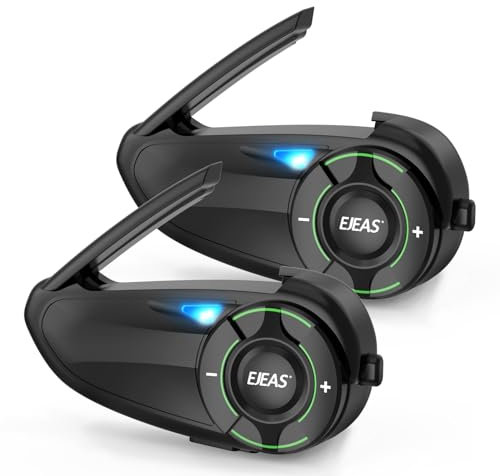 SolaMr BT5.1 Motorradhelm-Headset Kommunikationssystem für bis zu 6 Motorräder mit 1000m Reichweite mit Musikfreigabe, unterstützt SafeRiding APP, FM-Radio, MP3-Player (2 Packung)