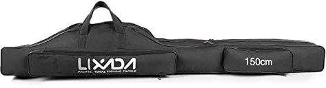 Sunydog Angelrutentasche, Tragbare Faltbare Angelruten Aufbewahrungstasche, Tragetasche Reisetasche für Angelrute, Angelausrüstung, Angelrolle, Angelschnur, 100-210cm Optional (Schwarz 150cm)