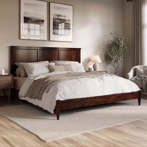 AFI, Charlotte King Solid Wood Low Profile Platform Bed, Walnut