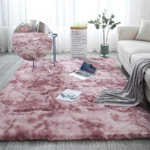 NINGBAI Shaggy Teppich Wohnzimmer 50 x 120 cm Teppiche für Wohnzimmer, Wolle Bettvorleger Sofa Matte Langflor Weich Soft Modernes Einfarbiges für Schlafzimmer Kinderzimmer, Lila