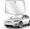 ZATOOTO Parasol Coche Delantero para Tesla Model Y Model 3, Protección Solar para Parabrisas, Cubierta Parabrisas para Bloques de Verano UV, Visera para Coche, Plegable, 132x92 cm