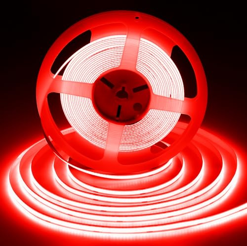 iNextStation COB LED Streifen 10M Rot, DC24V LED Strip Lights Flexibel CRI93+, Breite 8mm Uniform Lichtband für Unterbau, Schlafzimmer, TV, Küche, DIY Heimdekoration (Ohne Netzteil)