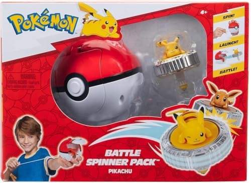 Pokémon Pack de toupies de Combat Pikachu Toupie de Combat avec Lanceur de toupie Poké Ball