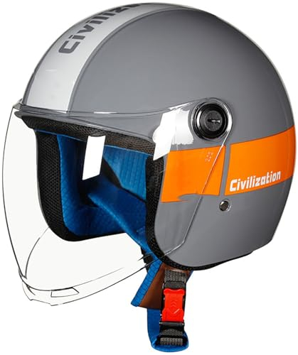 stdpcxz Demi Coquille Casque De Moto 3/4 Vintage Casque Moto Bols, Retro Casque De Moto Jet ECE Homologué en pour Homme Et Femme, Scooter Moped Pilot Chopper Casque avec Visière 4,55-62cm