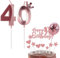 Bolosa Geburtstagskerzen Zahlen 40, Happy Birthday Tortendeko 40. Geburtstag Deko, Tortendeko 40 Geburtstag Frau Mann, Kerzen Geburtstag für Geburtstagsdeko (Roségold 40)