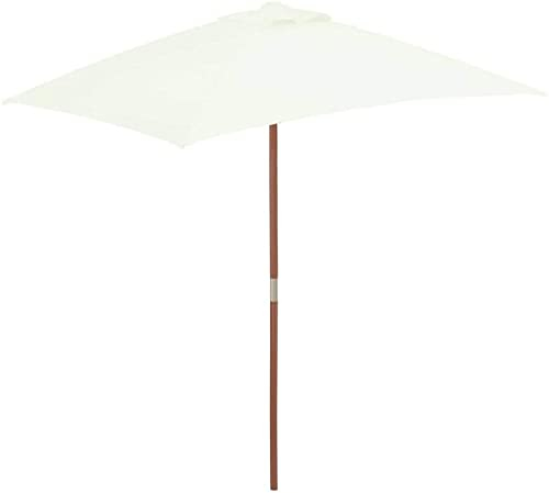 Sonnenschirm mit Holzmast 150x200 cm Sand Heim & Garten Rasen & Garten Outdoor Living Outdoor Schirme & Sonnenschirme Outdoor Sonnenschirm Ou