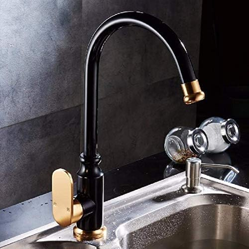 SANTPOT Küchenmixer-Kochplatten, Wasserhähne, Heißes Und Kaltes Wasser, Drehbare Spüle, Spüle Im Europäischen Stil, Schwarzes Gold, Aluminiumkabine. Fengong