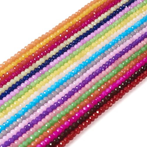 PandaHall 20 hebras de cuentas facetadas de cristal de jade de imitación a granel para pulseras de amistad, collares, aretes, joyería