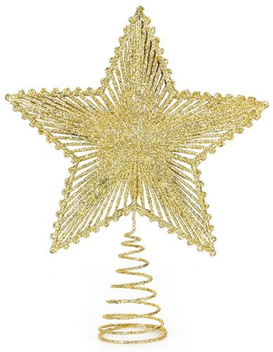 VITEVER Gold Weihnachtsbaumspitzen Stern Baumspitze Spitze Aufstecker für Tannenbaum Tannenbaumspitze Weihnachtsbaum Weihnachten (8'', Gold)