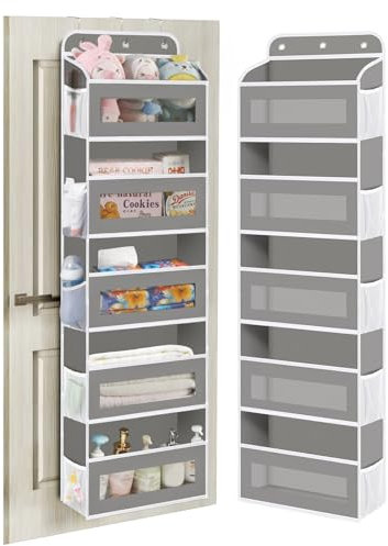 KYEVIS Organizer da appendere alla porta, confezione da 2 pezzi, 5 ripiani da appendere con 10 tasche in rete, portaoggetti dietro la porta, ideale per neonati, asilo nido e accessori per bambini per