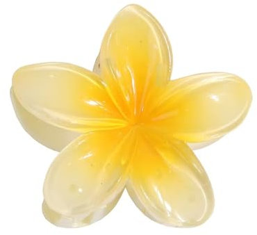 Blumen Haarspangen, Hawaii Flower Hair Claw Clips, Große Blumenförmige Krallenklammern, Rutschfeste Blumen Haarklammer, Große Klauen Haarspangen für dickes/dünnes Haar (Gelb)