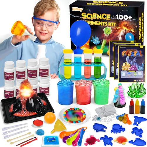 Ulikey 100+ Experimente Wissenschaft Kit für Kinder, Chemiebaukasten Kinder Labor, Vulkan, Magische Farbe Lernspielzeug, Wissenschaft Experimentierkästen Spielzeug Geschenke für Jungen Mädchen