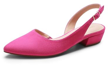 DREAM PAIRS Scarpe Slingback Donna Eleganti | Tacco Basso 3 cm, Punta Appuntita, Cinturino Regolabile, Soletta Imbottita e Suola Antiscivolo per Lavoro e Matrimonio