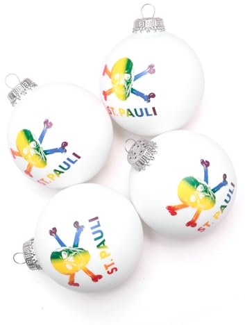 FC St. Pauli Totenkopf Christbaumkugeln Weihnachtskugeln 4er Set