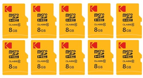 KODAK Pack de 10 Cartes Mémoire Micro SDHC 8 Go avec Adaptateur - Solution de Stockage Haute Vitesse