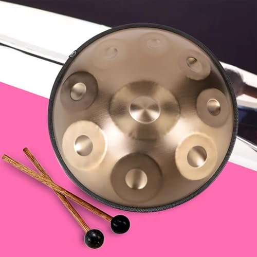 Handpan Instrument, 22 Zoll, 9 Noten, D-Moll, Zungentrommel für Yoga, Meditation, mit Rucksack, Ständer, 2 Schlägel und Reinigungstuch(440HZ)