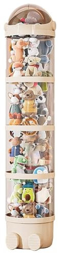 Vuggdt Vertical Toy Storage Tube - Kids Plush Doll Clear Storage Tube,Stuffed Animal Doll Storage Holder Standing, Stackable Soft Toy Organizer Basket for Bedroom Nursery