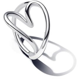 PANDORA Essence Organisch Geformtes Herz Ring aus Sterling Silber, Größe: 52, 193288C00-52