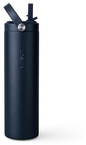 Vinsun Stainless Steel Water Bottle with Straw 750ml Blue - Double-Walled Insulated Flask, Leak-Proof, BPA Free - Drinks Bottle for Sport, Outdoor, Work