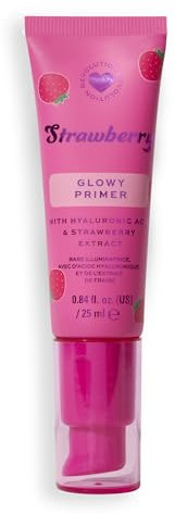 I Heart Revolution Strawberry Glow Primer, Glow-Primer mit Schimmer & Hyaluronsäure, Vegan & Tierversuchsfrei, 25ml