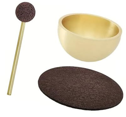 MagiDeal Juego de mini cuencos tibetanos de cobre, pequeños, ligeros y portátiles, para regalar, multiusos, 4 x 2,3 cm, con y cojín.