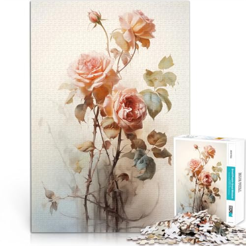 2000 Piece Jigsaw Puzzles for teenagers Pink Roses Floral art Entspannungsspiele Lernspiel für Geburtstag, Weihnachten70x100cm