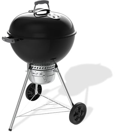 Weber Barbecue a carbone Original Kettle Premium 57 cm con supporto e ruote/BBQ classico in acciaio smaltato antiruggine, termometro integrato, sistema One-Touch, superficie di cottura 2342 cm²