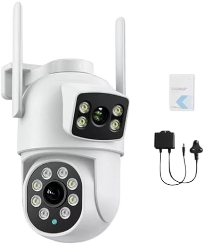 8MP 4K Ultra HD Dual Lens PTZ WiFi Security Camera, Outdoor CCTV with 360° Auto Tracking, IP66 Colour Night Vision, 5X Zoom, 2-Way Talk, Smart Home Surveillance