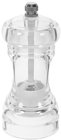 SHINEOFI Manual Pepper Mill Adjustable Coarseness Spice Grinder with Storage Bottle Freshly Ground Seasoning for Kitchen Use Smooth Handle Transparent Bottle 4.53In