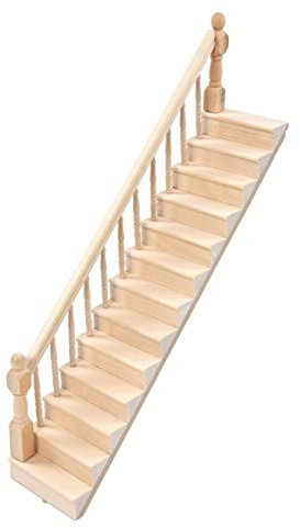 Puppenhaus Miniatur Treppe, 1:12 Holzhandlauf, Links | DIY Puppenhaus Treppe mit Handlauf für Mikrolandschaft Dekoration