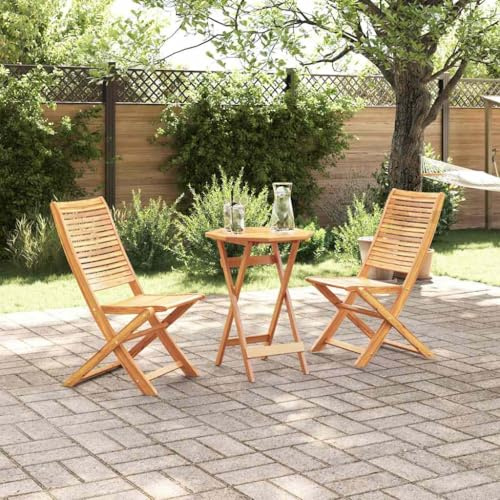 Ordellia Klappbares Bistro Set, 3-teilig, Braun Massivholz Akazie, Klappstuhl und Tisch, Gartenmöbel für Balkon Terrasse, Outdoor Essgruppe