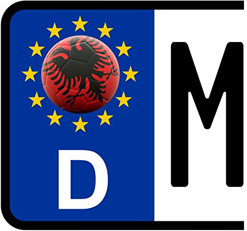 3 x Kennzeichen-Aufkleber Ball ALBANIEN Flagge KFZ Motorrad FanShirts4u ALBANIA