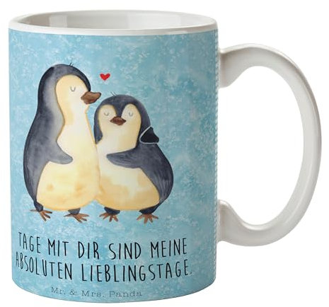 Mr. & Mrs. Panda Tasse Pinguin umarmen - Geschenk, Porzellantasse, Liebe, Liebesbeweis, Tasse mit Zitaten, Seevogel, Hochzeitstag, Paar, Kaffeetasse,