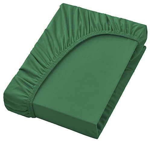 NatureMark Jersey Spannbettlaken, Spannbetttuch 100% Baumwolle in vielen Größen und Farben MARKENQUALITÄT ÖKOTEX Standard 100 | 180 x 200 cm - 200 x 200 cm - dunkel grün