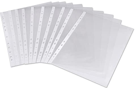 Centrum® A4 60 Micron Glass Clear Transprent Strong Punched Polypockets Poly Pockets Plastic Wallet Sleeve (Pack of 100)