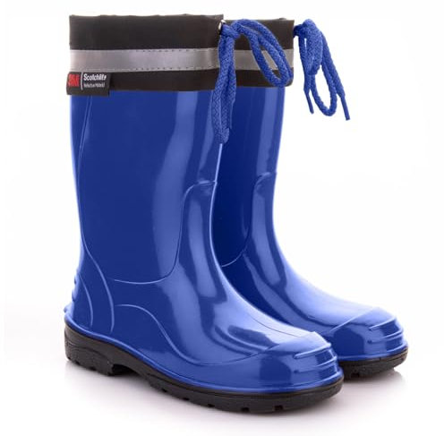 Lemigo Unisex Bambini Stivali in Gomma con Polsino Stivali da Pioggia Scarpe da Pioggia KIM 20-35 EU (Blu, 27)