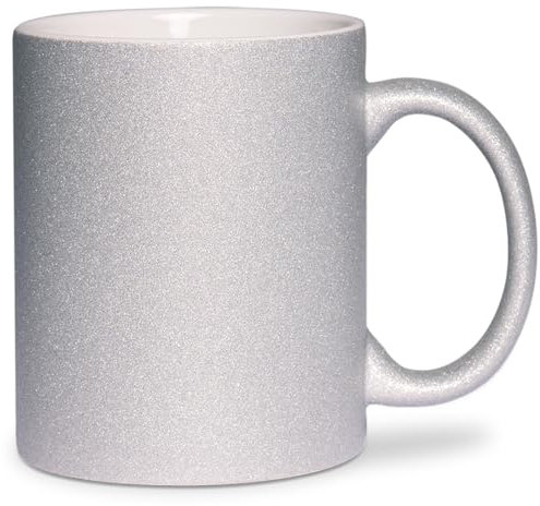 glitzertassen.de® | Tasse mit Glitzer | Glitzertasse in diversen Farben | Geschenkidee | Silber