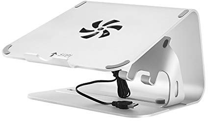 JYB AYSMG SOPI ZJ-001 Aluminum Cooling Stand with Phone Holder & Cool Fan for Laptop, Suitable for Mac Air, Mac Pro, iPad, and Other Laptops (Silver) (Color : Silver)
