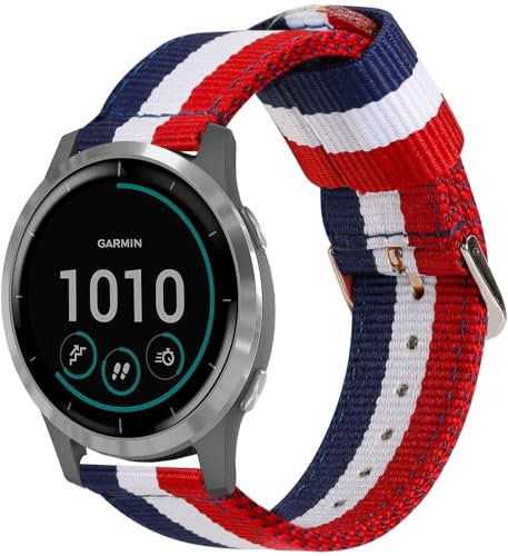 ESTUYOYA Bracelet compatible avec Garmin Vivoactive 4/Forerunner 255/265/Venu 3/Venu 2, Bande en nylon 22mm, Couleurs Drapeau de France