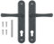 ADGO Juego de Manijas de Puerta para Una Incrustación de 72 mm Bizcocho, Mango de Aluminio, Escudo de Acero Galvanizado con Recubrimiento en Polvo, Izquierda y Derecha, Tornillos de Montaje, Gris