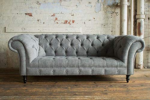 jvmoebel Chesterfield Couch Sofa Polster 3 Sitzer Couchen Sitz Garnitur Sofas Graue Neu