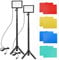 Andoer 2 Pack LED Video Licht Dimmbar 3200K-5600K, mit Einstellbar Stativ Ständer, 5 Farben Farbfilter, für YouTube, Spielestreaming Fotografie