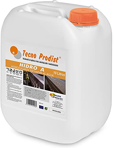 Tecno Prodist HIDRO A (10 Litros) - Impermeabilizante Transparente al agua, Hidrofugante Incoloro para fachada, tejado, pared, muro, teja, ladrillo y piedra. (A Rodillo, brocha o pulverizador)
