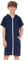 BesserBay Mädchen Frottee Kurzarm Badeponcho Seitentaschen mit Kapuze Blau Reißverschluss Surf Poncho 150