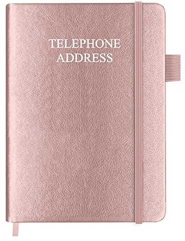 Getvow Telefon- und Adressbuch mit Registerkarten - 12,7 x 17,8 cm Adressbuch Hardcover mit Geburtstag, Adresse, Telefonnummern, Websites Passwort, Adressnotizbuch für Zuhause oder Büro, Rose