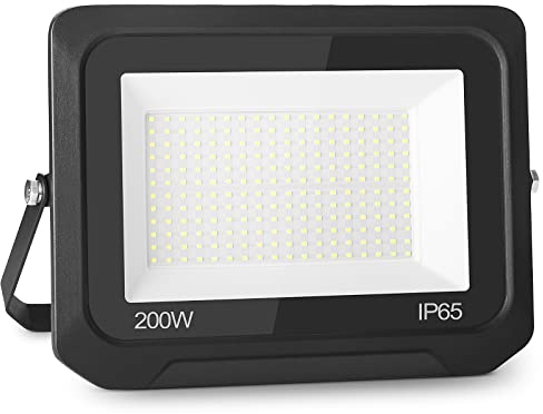 Royana 200W LED Strahler Außen, 20000LM Superhell LED Strahler, 6000K Kaltweiß LED Scheinwerfer Außen, IP65 Wasserfest LED Fluter Außenstrahler für Sportplatz, Garage,Garten,Hinterhof