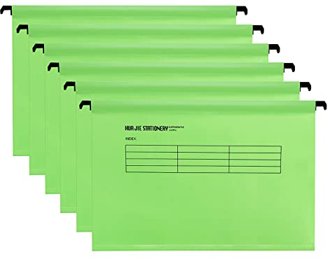 Hotyin Kanzleipapier-Hängemappen, 12 Stück, Aktenschrank, Hängemappen mit Registerkarten und Karteneinsätzen, Polypropylen-Hängemappe für Aktenorganisation, Grün