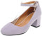 Scarpe da Ufficio Donna, Scarpe Tacco a Blocco Casuale Décolleté Tacco Medio Square Toe con Cinturino alla Caviglia Viola Numero 43 EU